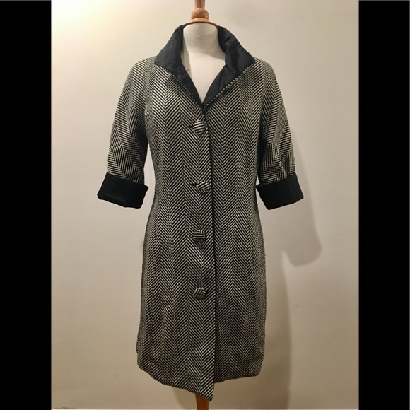 Jackets & Coats | Vintage Reversible Coat Herringbone Tweed Satin ...